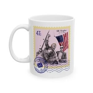 Trump 47c Assassination Defiance Scribble Art Postage Stamp - Ceramic Mug